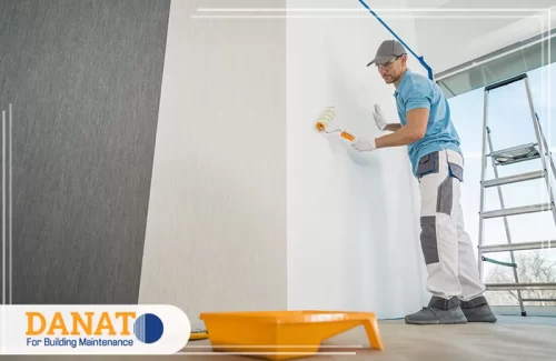 أفضل صباغ في رأس الخيمة 0545248958 شركة دانات اللؤلؤ ستخدام أدوات دهانات احترافية ومفارش حماية للأرضيات في خدمات شركة دانات