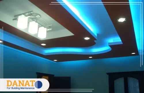 تركيب جبسون بورد أبوظبي 0545248958 شركة دانات اللؤلؤ تصميم جبس بورد سقف فاخر بلمسة فنية عصرية وإضاءة مخفية مذهلة.